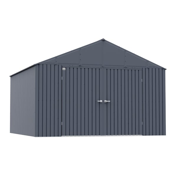 Elite Galvalume Steel Premium Shed Storage Shed, 12 ft x 12 ft, Anthracite